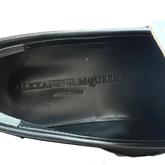 ALEXANDER MCQUEEN Two Tone Leather Loafers Black White Size 39 - Picture 9 of 12